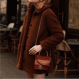 Sezane Rich Brown Teddy Jacket